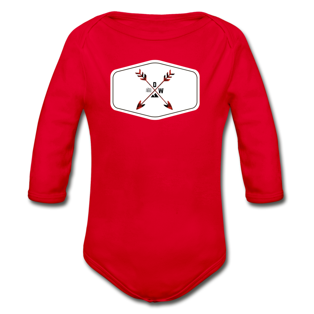 Organic Long Sleeve Baby Bodysuit - red