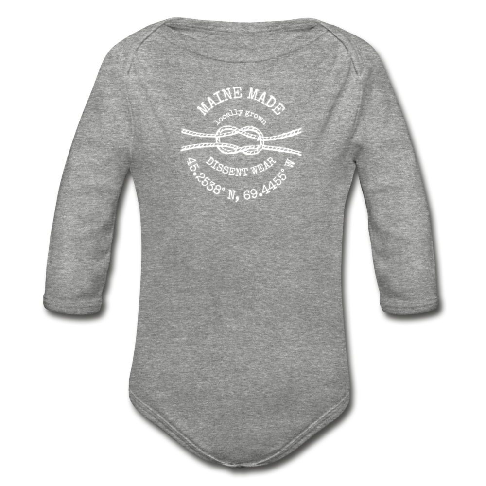 MAINE MADE Organic Long Sleeve Baby Bodysuit - heather gray