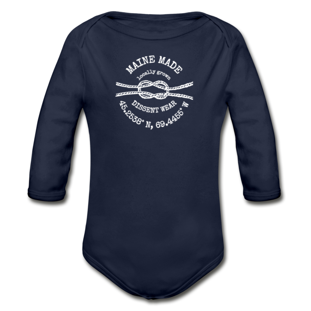 MAINE MADE Organic Long Sleeve Baby Bodysuit - dark navy