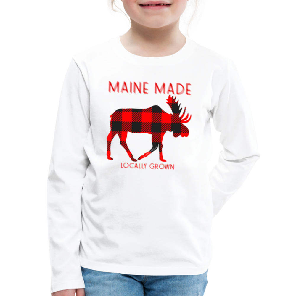 MAINE MADE LOCALLY GROWN MOOSE LONGSLEEVE - white