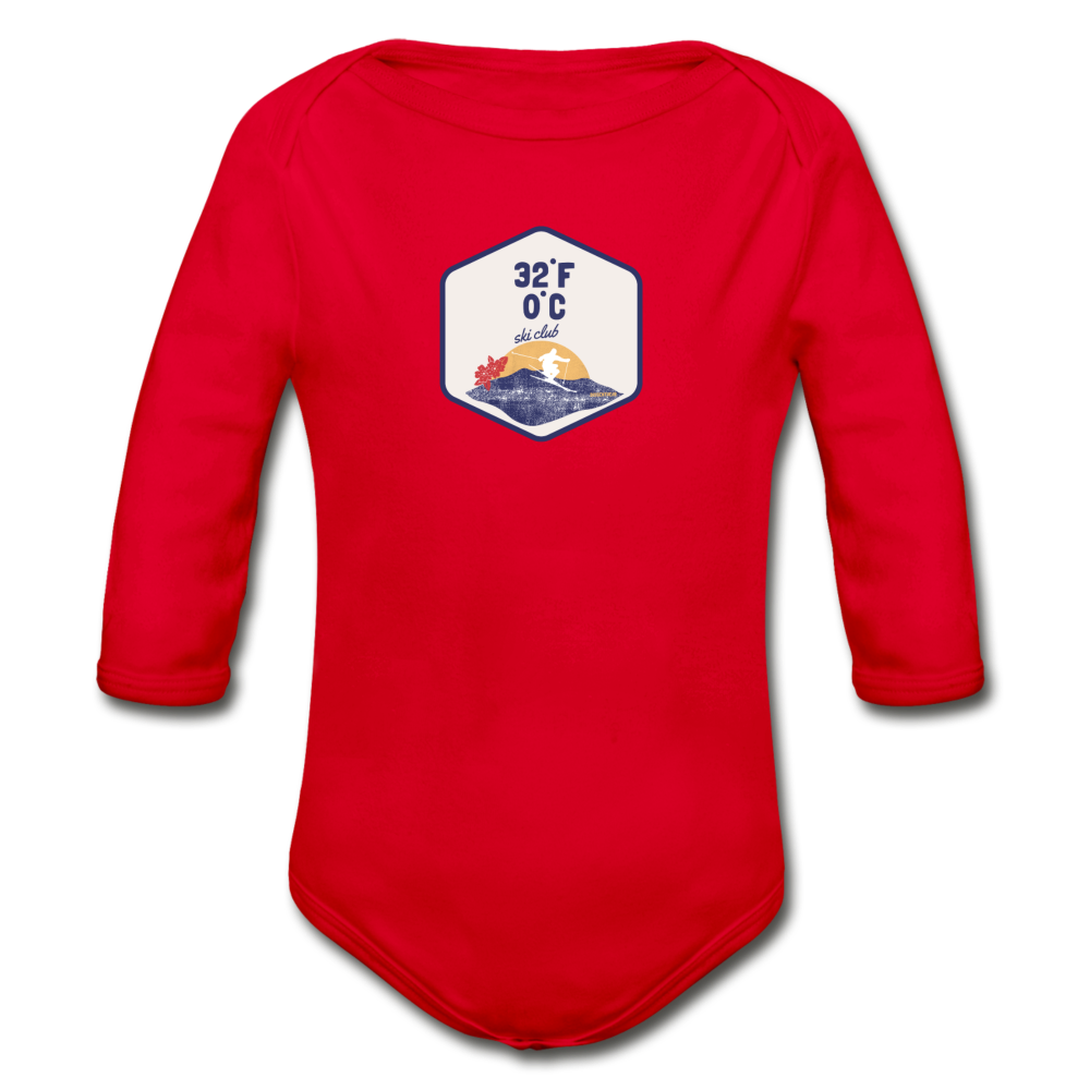 Organic Long Sleeve Baby Bodysuit - red