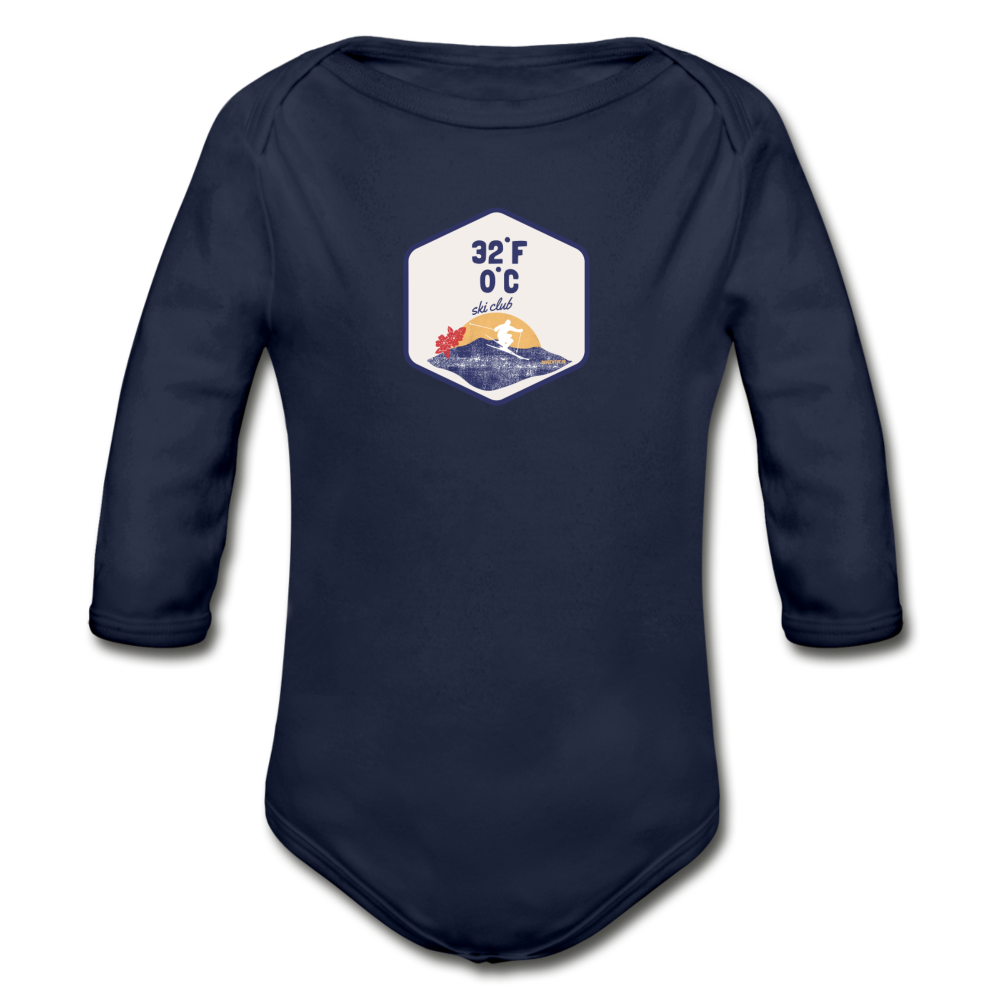 Organic Long Sleeve Baby Bodysuit - dark navy