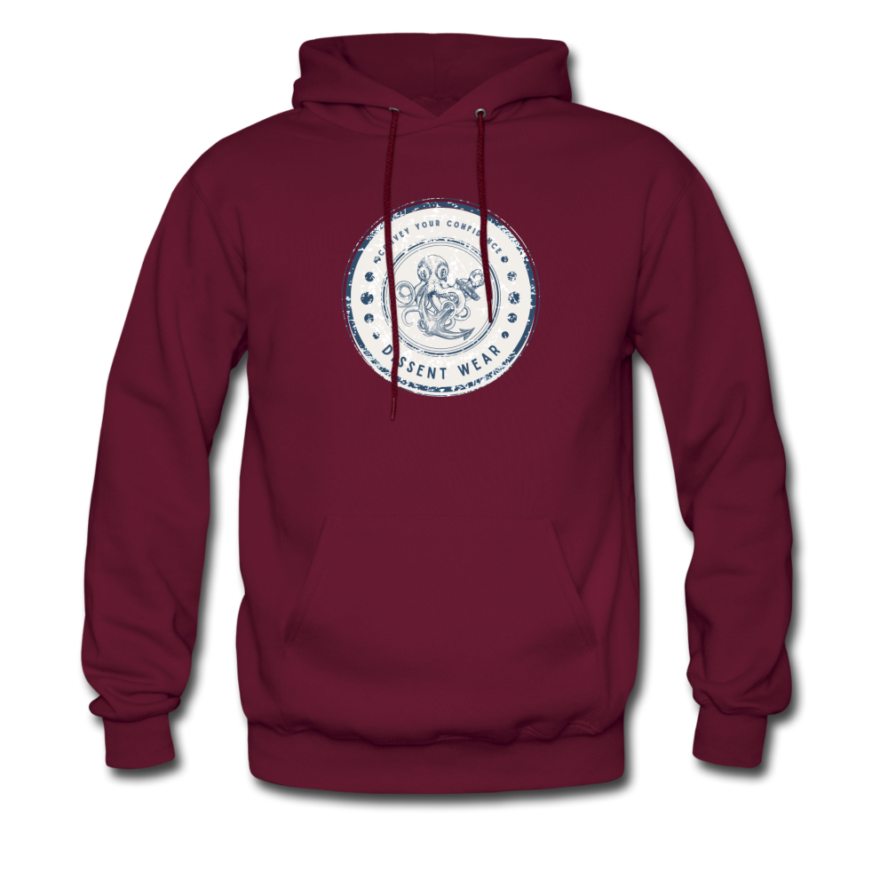 VINTAGE OCTOPUS AND ANCHOR LOGO HOODIE - burgundy