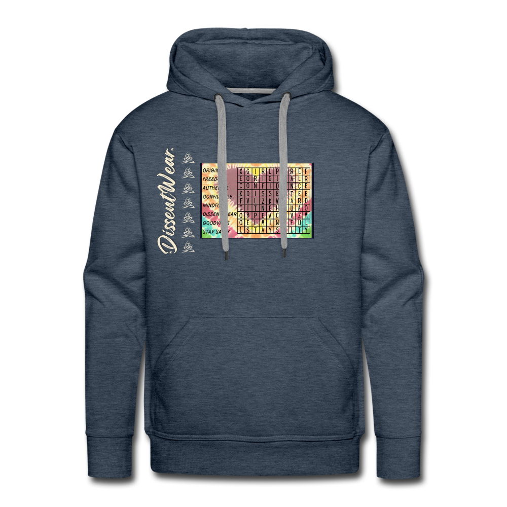 Empowerment Tie Dye Crossword Premium Hoodie - heather denim