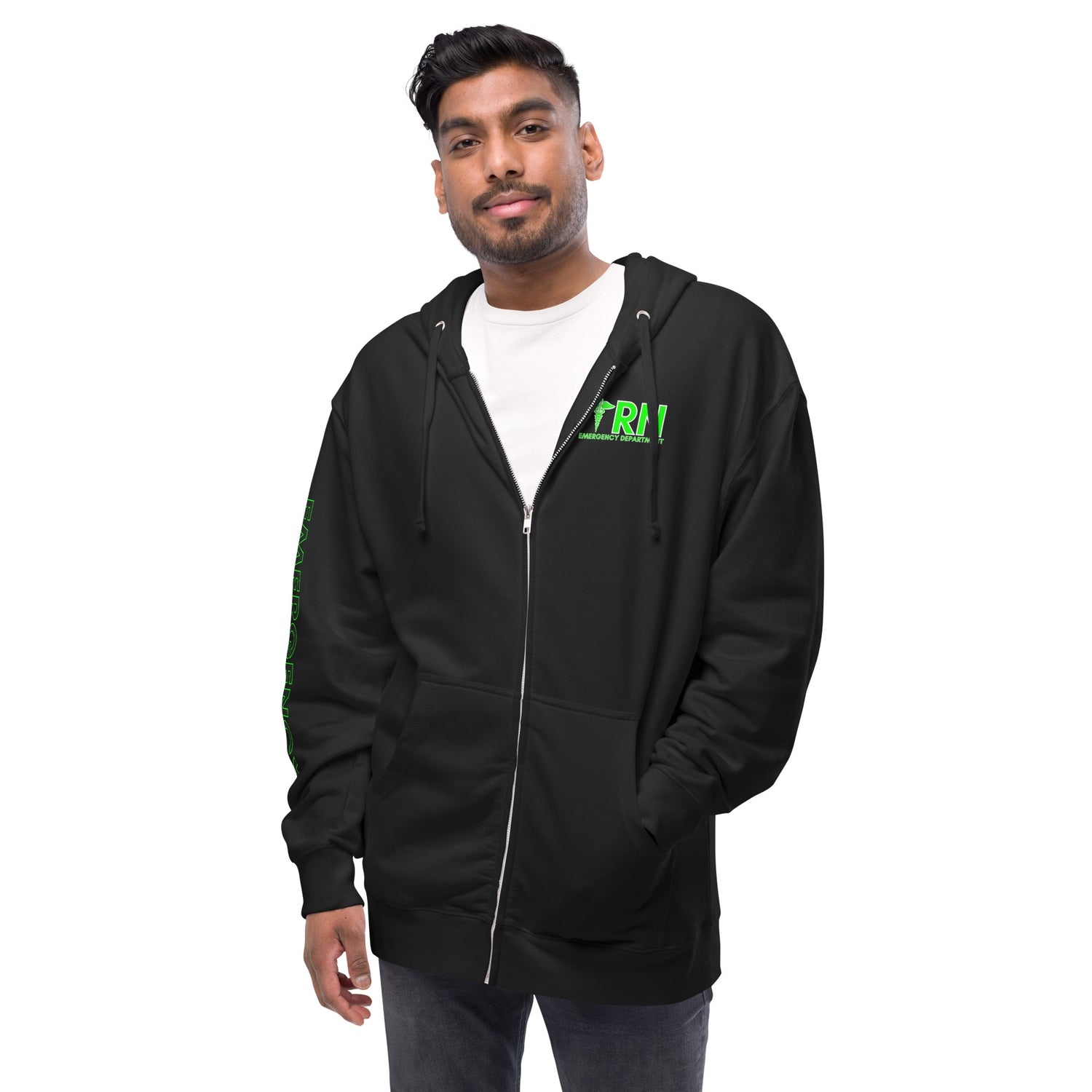 FRONT / ARM  Unisex fleece zip up hoodie