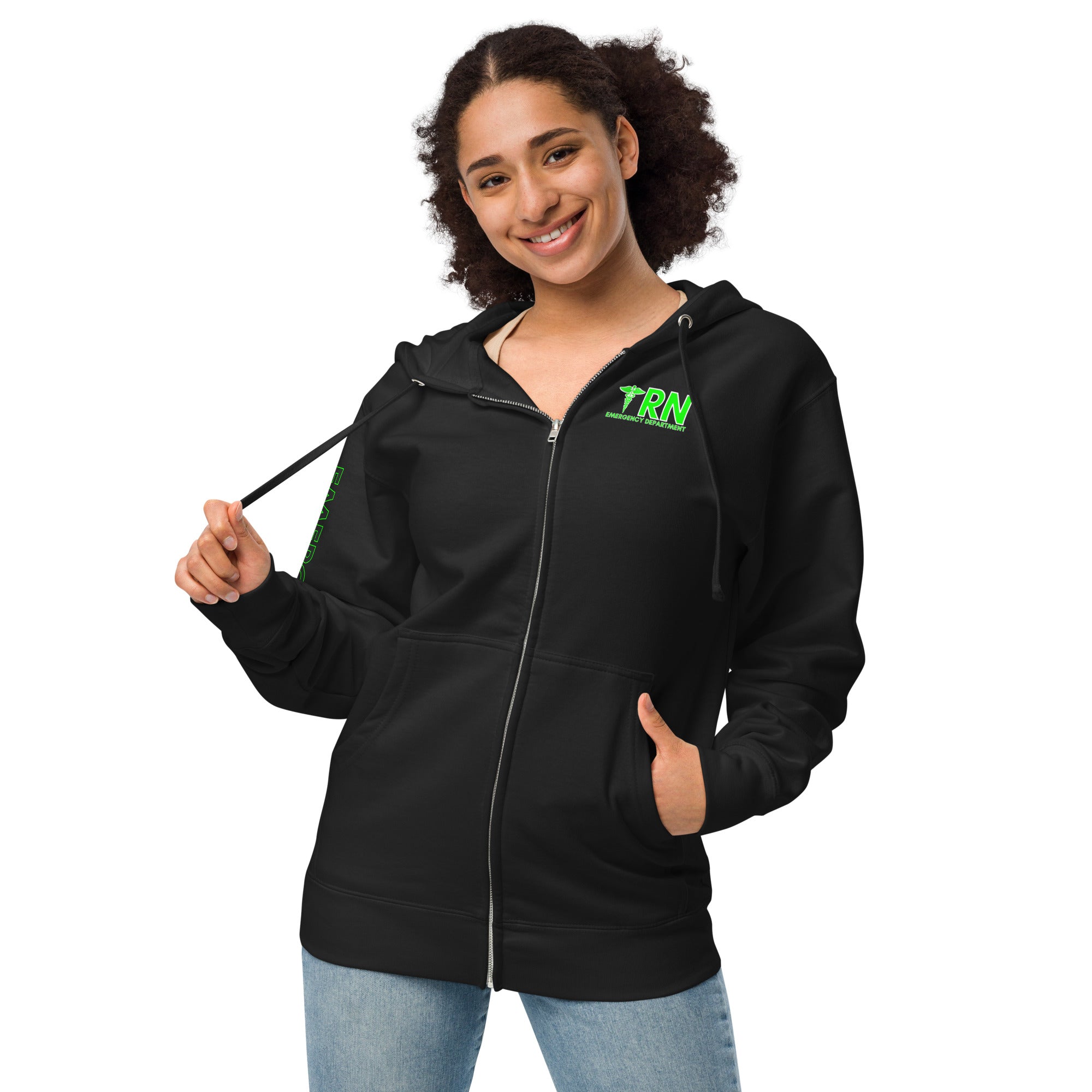 FRONT / ARM  Unisex fleece zip up hoodie