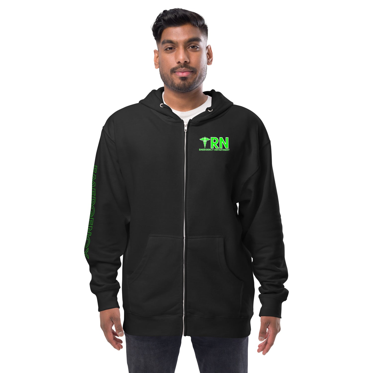 FRONT / ARM  Unisex fleece zip up hoodie