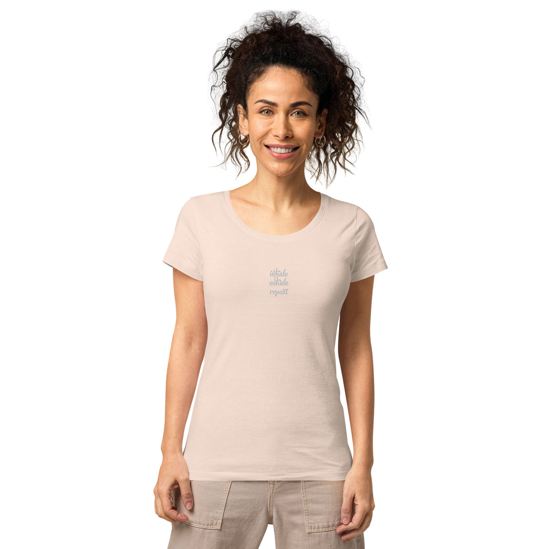 Inhale, Exhale, Repeat Embroidered Women’s basic organic t-shirt