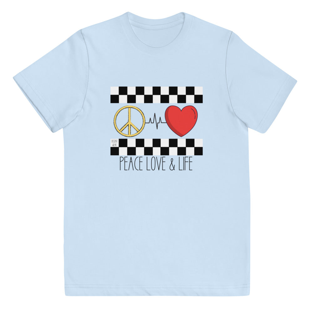 PEACE LOVE AND LIFE YOUTH KIDS TEE